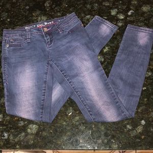 Purple colored skinny jeans